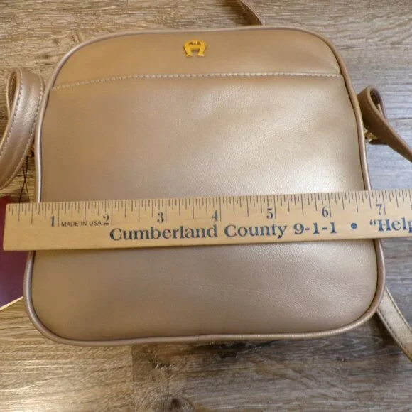 ETIENNE AIGNER NEW Women's Golden Leather Small Crossbody Purse 7"x7"x2.5" - Picture 15 of 15